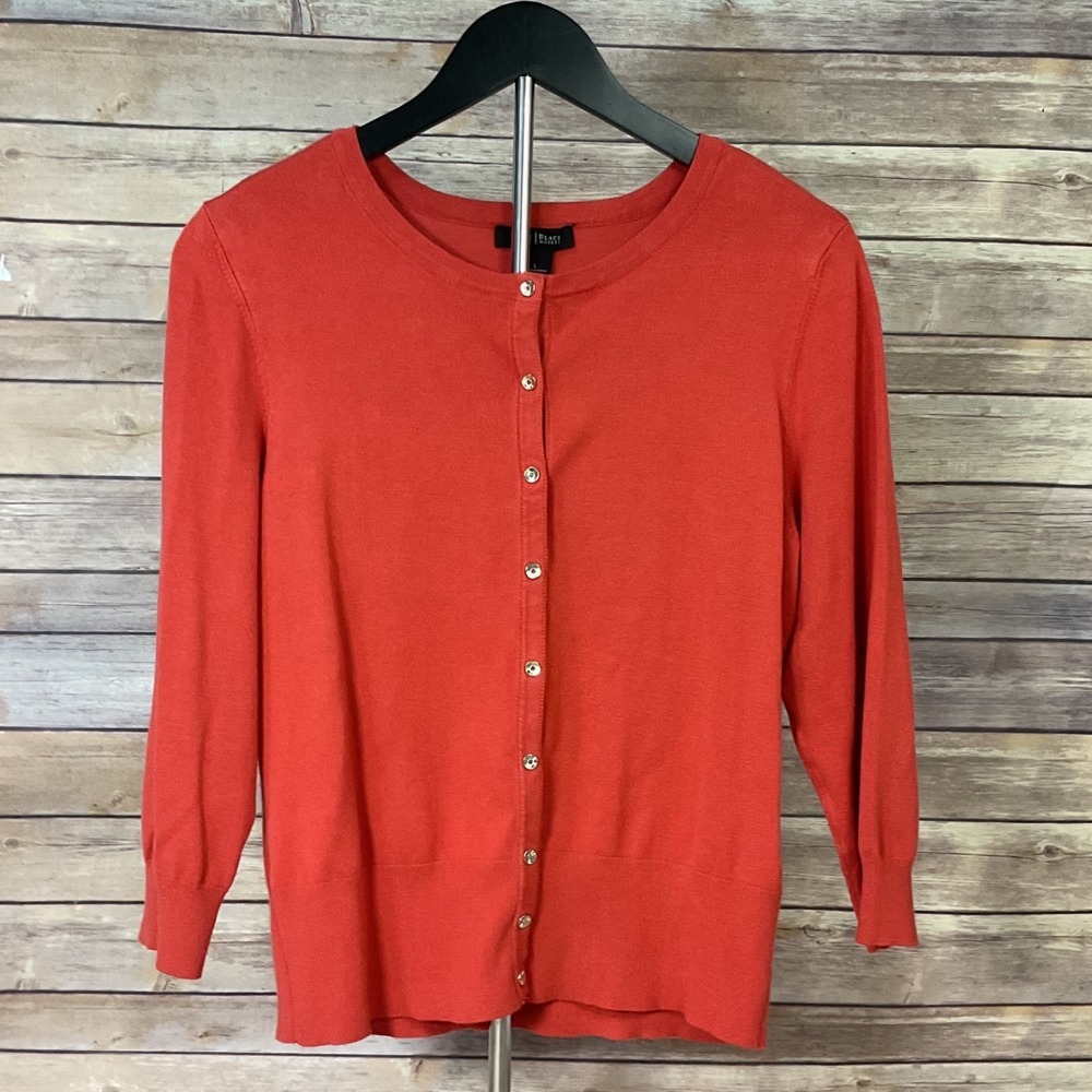 White House Black Market Coral Orange Button Front Cardigan Sweater Size L
